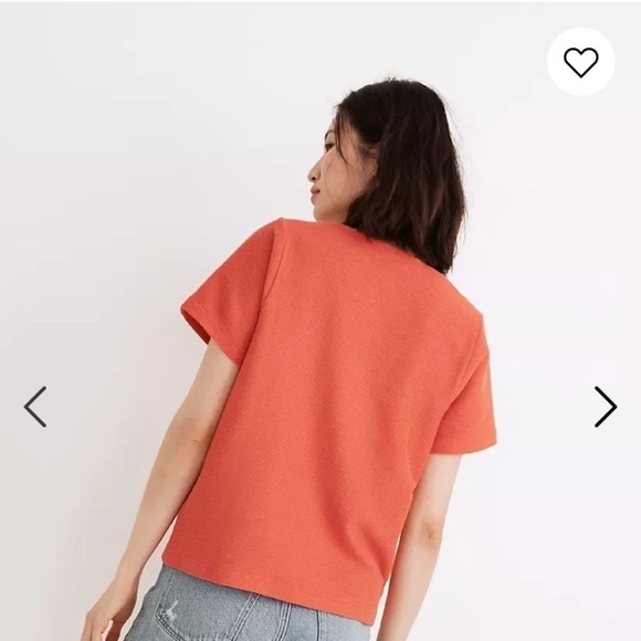 Madewell‎ Ottoman Jacquard Ruched-Front Top size M orange short sleeves - Picture 4 of 10